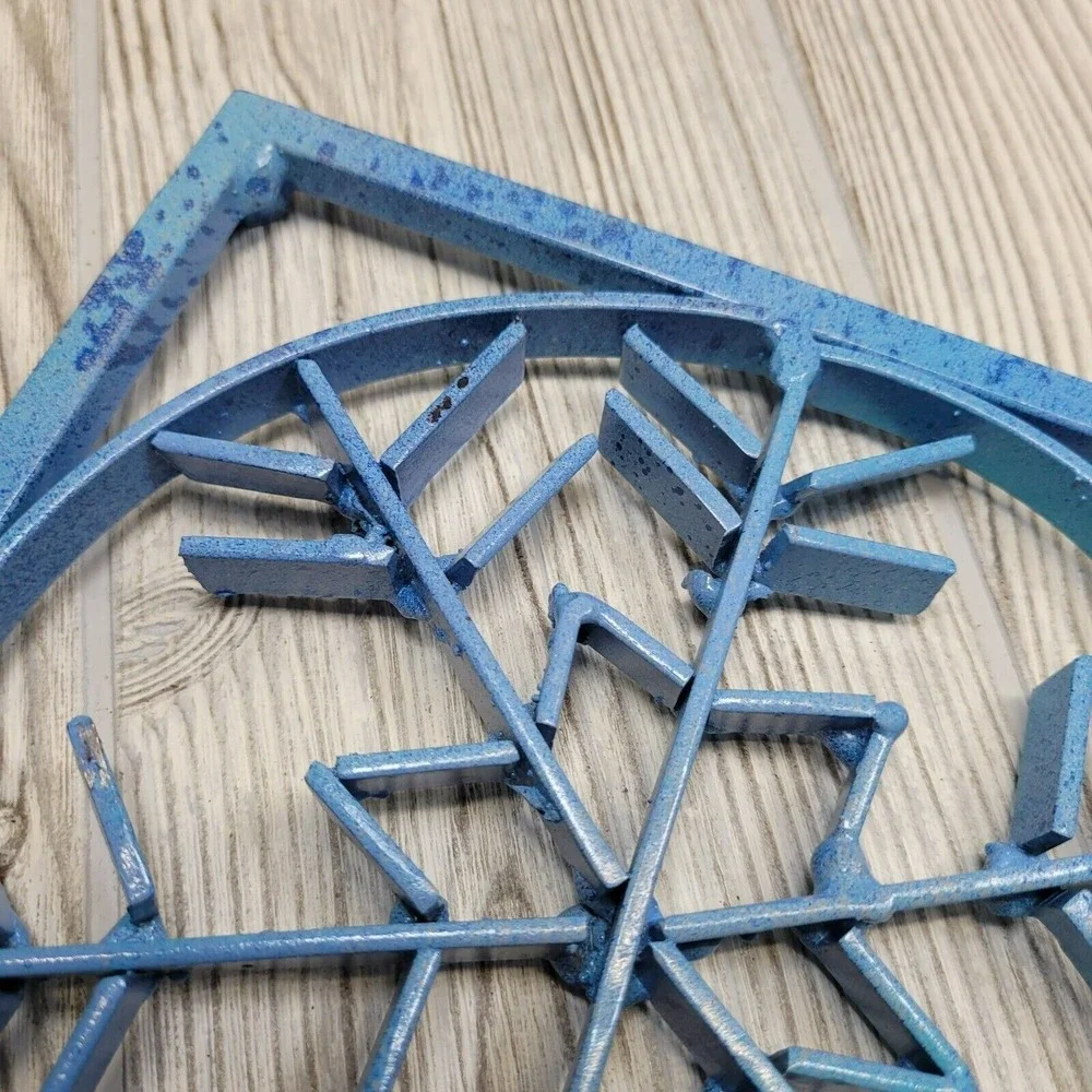Handmade‎ Snowflake Wall Decor Kitchen Trivet Blue Metal Industrial Welded Art